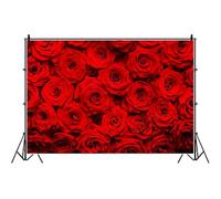 Bovlleetd 10x8ft Red Rose Floral Wall Backdrop Valentine's Day Wedding Background for Photography Birthday Party Supplies Bridal Shower Backdrops Lovers Portraits Photo Booth Props Vinyl