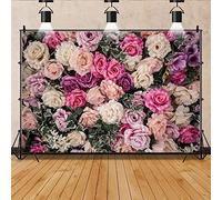Bovlleetd 10x8ft Rose Wall Photography Background Pink White Flowers Natural Plant Backdrop Wedding Proposal Bridal Baptism Decorative Banner