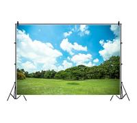 Bovlleetd 12x8ft Nature Scenery Backdrop for Photography Green Glassland Sky Blue White Cloud Photo Background Kids Adults Sunny Day Outdoor Travel Portraits YouTube Studio Props Vinyl