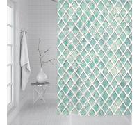Bovlleetd 180x220cm Mint Green Diamond Tile Shower Curtain Modern Geometric Design With Crisp White Grid Fresh Minimalist Aesthetic Waterproof Polyester Fabric With Hooks Clean Bathroom Decor