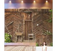 Bovlleetd 2.2x1.5m Vintage Wooden Barn Door Backdrop Rustic Farm Tools Photography Background Retro Chair Flower Cluster Weathered Wood Scenery Rural Countryside Photo Studio Props