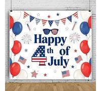 Bovlleetd 2.5x1.8m July 4th Independence Day Backdrop,Vinyl American Flag Photography Backdrop National Memorial Day Happy 4th Of July Background
