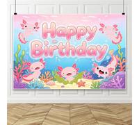 Bovlleetd 2.5x1.8m Under The Sea Happy Birthday Banner Backdrop Pink Blue Cartoon Underwater World Coral Shell Starfish Happy Birthday Background for Baby Party