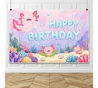 Bovlleetd 2.7x1.8m Under The Sea Happy Birthday Banner Backdrop Pastel Pink Purple Underwater Ocean Bubble Coral Seashell Seaweed Background for Girls Kids Party