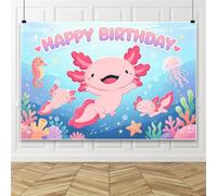 Bovlleetd 3.6x2.5m Under The Sea Happy Birthday Banner Backdrop Cute Underwater Sea Creature Coral Seahorse Jellyfish Ocean Background for Birthday Baby Party