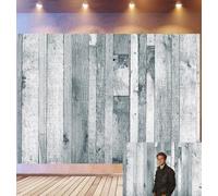 Bovlleetd 3x2.5m Rustic Grey White Mixed Wooden Plank Backdrop Vintage Distressed Patchwork Wood Decor Photography Background Minimalist Farmhouse Style Photo Studio Props