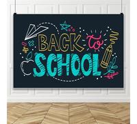 Bovlleetd 3x2m Back to School Backdrop Black Chalkboard Paper Plane Pencil Apple Star Photography Background for First Day of School Kids Classroom Party