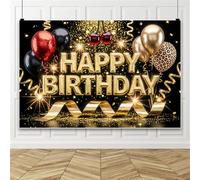 Bovlleetd 4.2x3m Leopard Print Birthday Backdrop Golden Glitter Photography Background Men Women Adult Birthday Party Decorations Banners Photo Props