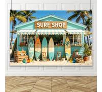 Bovlleetd 4.2x3m Summer Hawaii Surfing Shop Phtography Backdrop Luau Party Decor Birthday Banner Photoshoot Surfboard Holiday Travel Camping Background