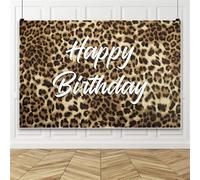 Bovlleetd 4.5x3m Happy Birthday Backdrop Leopard Print Cheetah Print Birthday Decor Backdrop Banner Cheetah Leopard Party Background for Wall Photography
