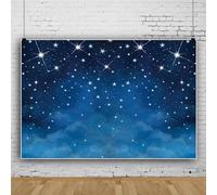 Bovlleetd 5x4ft Starry Sky Background Blue Night Sky Sparkling Star Photography Background Baby Shower Birthday Party Banner Portrait Photography Props for Boudoir Decor Photo Studio Booth Props