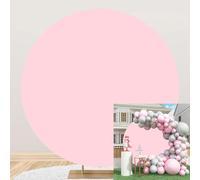 Bovlleetd 5x5ft Pink Round Backdrop Pure Pink Birthday Romantic Wedding Circle Shooting Background Cloth for Proposal Scene Baby Shower Decoration Photography Studio Props