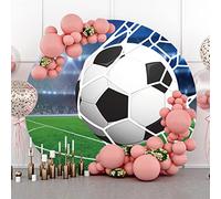 Bovlleetd 5x5ft Soccer Match Backdrop Green Grass Football Into the Net Round Backdrops Football Stadium Auditorium Photo Studio Theme Shooting Props for Birthday Party Decoration