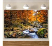 Bovlleetd 6x3m Autumn Waterfall Aquarium Backdrop Fall Forest Lake Stream Natural Landscape Background Tropical Plants Rock Terrarium Backgrounds
