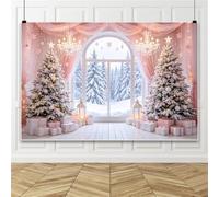 Bovlleetd 6x3m Pink Christmas Backdrop Snow Scene Xmas Trees Candy Cane Photography Background Merry Christmas Party Banner Girls Portraits Photo Studio Props