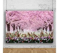 Bovlleetd 7x5ft Cherry Blossoming Tree Backdrop Colorful Flower Photography Background Romantic Garden Peach Blossom Rose Background Girl Birthday Party Decoration Banner for Boudoir Decor