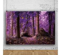 Bovlleetd 7x5ft Purple Fairy Tale Forest Photography Background Tropical Jungle Purple Leaf Backdrop Wonderland Romantic Forest Background for Themed Photography Backdrops