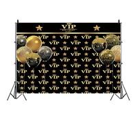 Bovlleetd 7x5ft VIP Guest Visitor Backdrop, Black Gold Prom Red Carpet Event Photography Background Crown Balloon Glitter Star Event Celebrity Portrait Shoot Party Banner Decor Vinyl