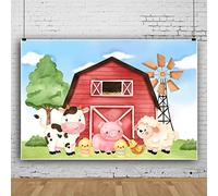 Bovlleetd 8x4ft Baby Baptism Background Cute Farm Animals Backdrop Cow Pig Sheep Chicken Photography Background Newborn Christening Birthday Party Decoration Banner