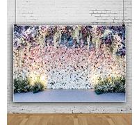 Bovlleetd 9x6ft Romantic Flower Wall Backdrop Blue Pink White Roses Lightting Lamp Photography Background Wedding Proposal Ceremony Banner for Party Decoration