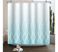 Bovlleetd Aqua Blue Ombre Shower Curtain Fabric Modern Moroccan Geometric Pattern Shower Curtain for Bathroom Gradient Design Waterproof Bathroom Bathtub Decor 60x72 inch Poylester (Cream White/Teal)