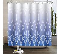 Bovlleetd Blue Ombre Bathroom Shower Curtain Fabric Gradient Modern Moroccan Geometric Print Bathroom Shower Curtain Set with Hooks Machine Washable Poylester (69x70 inch Royal Blue)