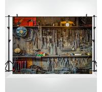 Bovlleetd Car Repair Mechanic Tools Backdrops 10x6.5ft Vinyl Vintage Garage Wood Wall Workshop Tool Shed Photography Background for Mechanic Party Decorations Portrait Photoshoot Studio