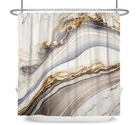 Bovlleetd Champagne Marble Shower Curtain Modern Luxury Grey Decorative Elegant Simplicity Bathroom Curtain Accessories 47"x72" Waterproof Polyester Fabric Set 8 Holes