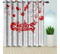 Bovlleetd Christmas Window Curtains Red White Winter Snowflake Silver Decorative Curtain for Living Room Dining Room Kitchen Window Treatment Set 2 Pieces 55Wx88H