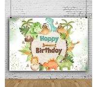 Bovlleetd Dinosaur Backdrop Cartoon Happy Birthday Bone Tropical Leaves Jungle Tree for Birthday Party Decoration Kid Child Newborn Baby Bday Backdrop Banner Photo Booth Props 7x5ft