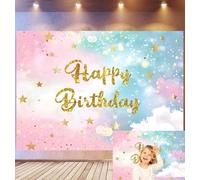 Bovlleetd Fantasy Watercolour Style Happy Birthday Backdrop Haze of Dreams Photography Backdrop Twilight Zone Baby Shower Backdrop for Party 7x5ft Vinyl