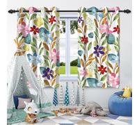 Bovlleetd Floral Blackout Curtain Pink Purple Flower Window Curtains Eyelet French Country Window Drapes for Bedroom 53" Wx84 L 2 Panels