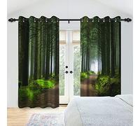 Bovlleetd Forest Bedroom Curtains Woodland Natural Landscape Trees Scenery Path 3D Printed Window Curtains Noise Reduction Window Drapes for Living Room 55x57inch (Width x Length) Set 2 Panels