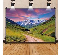 Bovlleetd Greenery Mountain Backdrop Natural Landscape Sky Sunset Background for Photography Outdoor Hiking Camping Nature Wallpaper Backgrounds Portraits Shoot Photo Props 7x5ft