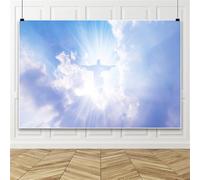 Bovlleetd Jesus Cross Violet Dream Clouds Photography Backdrop Christ Blessings to The World Backdrop for Epiphany Infant Baptism Church Decoration Christian Events Photo Backdrop7x5ft Vinyl