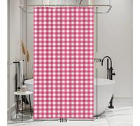 Bovlleetd Stall Small Checkered Shower Curtain Set with Hooks Farmhouse Pink Fabric Plaid Tartan Checkerboard Shower Curtain for Bathroom Cute Girly Half Narrow 36"x72"inch Bathroom Curtain
