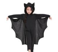 BOVOSHA Kids Bat Costume For Boys Halloween Costume Girls Hooded Jumpsuit with Wings For Halloween Trick or Treat (Black Bat,6-7T)
