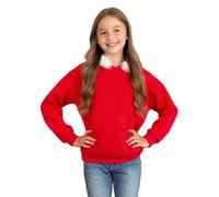 BOVOSHA Kids Christmas Hoodie for Girls Red Hooded Sweatshirt Xmas Pullover Long Sleeve Solid Top Teen Clothes (Red, 9-10T)