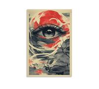 BoVrilyx Abstract Eye Wall Art Poster Surreal Red And Black Face Illustration with Nature Elements Modern Emotional Expression Print Studio Office Artistic Canvas Decor Gift 20x30inch Unframe
