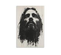 BoVrilyx Black And White Jesus Face Canvas Wall Art Abstract Religious Poster in Ink Drip Style for Living Room Chapel Office Prayer Space Spiritual Christian Decor Gift 24x36inch(60x90cm) Unframed