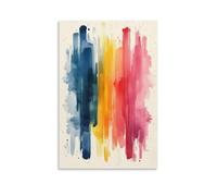 BoVrilyx Colorful Abstract Wall Art Vibrant Watercolor Vertical Brush Strokes Painting Living Room Office Decor Modern Rainbow-Inspired Canvas Poster Artistic Home Decor Gift 20x30inch Unframe