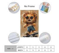 BoVrilyx Cute Cartoon Lion on Skateboard Wall Art Playful Animal Poster for Kids Room Nursery Or Playroom Fun Jungle Animal Theme Decoration Gift 24x36inch(60x90cm) Unframe