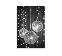 BoVrilyx Disco Ball Wall Art Poster Retro Party Decor with Mirror Balls And Lights Dance Floor Vibes for Club Bar Or Music Room Aesthetic Gift 12x18inch(30x45cm) Unframe