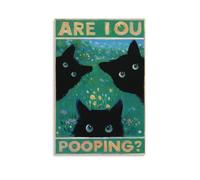BoVrilyx Funny Black Cat Bathroom Wall Art Are You Pooping Quote Poster Cute Animal Humor Print for Restroom Decor Gift for Cat Lovers Gift 24x36inch(60x90cm) Unframe