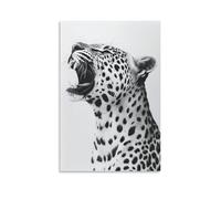 BoVrilyx Leopard Wall Art Black And White Roaring Cheetah Canvas Poster for Modern Home Decor Bold Animal Print for Living Room Or Office Unframed Wildlife Gift Gift 12x18inch(30x45cm) Unframe