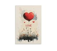 BoVrilyx Love Balloon Wall Art Romantic Red Heart And Wildflower Watercolor Print Inspirational Quote Poster Living Room Couple’s Gift Valentine’s Day Anniversary Home Decor Gift 08x12inch Unframe