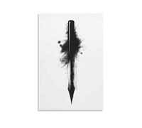 BoVrilyx Minimalist Ink Brush Stroke Wall Art Modern Black And White Abstract Painting Japanese Calligraphy Inspired Poster Zen Style Aesthetic Decor Living Room Office Display Gift 12x18inch Unframe