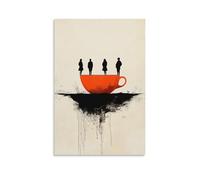 BoVrilyx Minimalist Silhouette Wall Art Modern Abstract Poster with People on Orange Cup for Office Lounge Or Social Commentary Gallery Decor Gift 20x30inch(50x75cm) Unframe