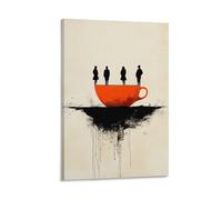 BoVrilyx Minimalist Silhouette Wall Art Modern Abstract Poster with People on Orange Cup for Office Lounge Or Social Commentary Gallery Decor Gift 16x24inch(40x60cm) Frame