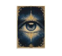 BoVrilyx Mystical Eye Wall Art Celestial Surreal Poster with Stars And Gold Rays Spiritual Third Eye Print for Meditation Room Or Occult Decor Gift 20x30inch(50x75cm) Unframe